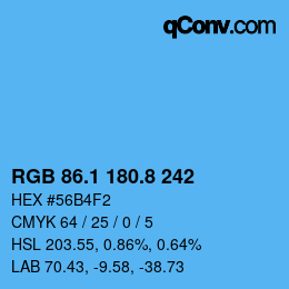 Color code: RGB 86.1 180.8 242 | qconv.com