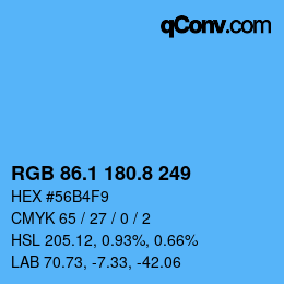 Color code: RGB 86.1 180.8 249 | qconv.com