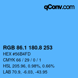 カラーコード: RGB 86.1 180.8 253 | qconv.com