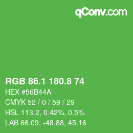 カラーコード: RGB 86.1 180.8 74 | qconv.com