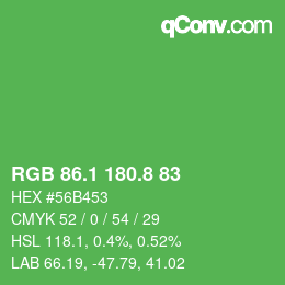 カラーコード: RGB 86.1 180.8 83 | qconv.com