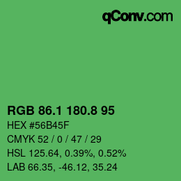カラーコード: RGB 86.1 180.8 95 | qconv.com