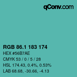 カラーコード: RGB 86.1 183 174 | qconv.com