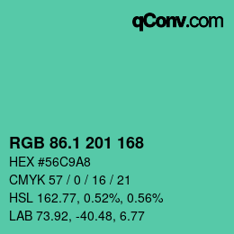 カラーコード: RGB 86.1 201 168 | qconv.com