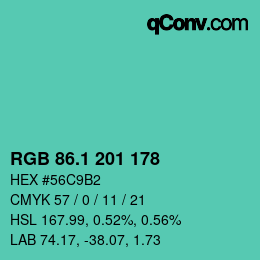 カラーコード: RGB 86.1 201 178 | qconv.com
