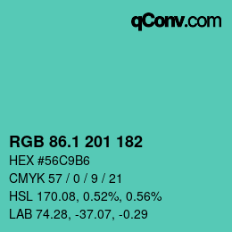 カラーコード: RGB 86.1 201 182 | qconv.com