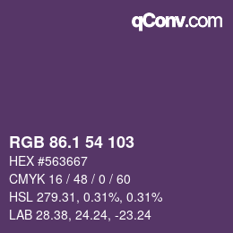 カラーコード: RGB 86.1 54 103 | qconv.com