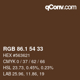 Color code: RGB 86.1 54 33 | qconv.com