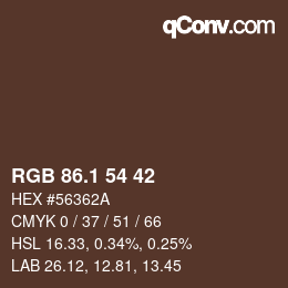 カラーコード: RGB 86.1 54 42 | qconv.com