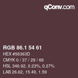 カラーコード: RGB 86.1 54 61 | qconv.com