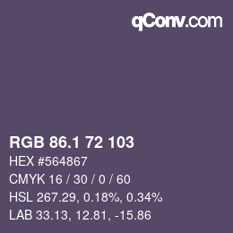 カラーコード: RGB 86.1 72 103 | qconv.com