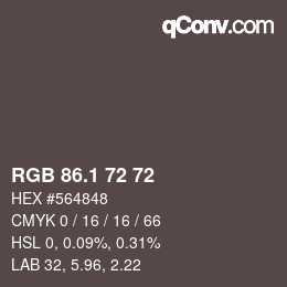 カラーコード: RGB 86.1 72 72 | qconv.com