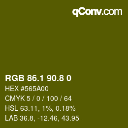 カラーコード: RGB 86.1 90.8 0 | qconv.com