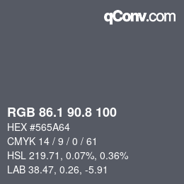 Color code: RGB 86.1 90.8 100 | qconv.com