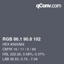 Color code: RGB 86.1 90.8 102 | qconv.com