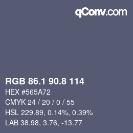 カラーコード: RGB 86.1 90.8 114 | qconv.com