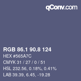 カラーコード: RGB 86.1 90.8 124 | qconv.com