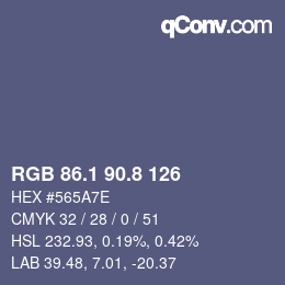 カラーコード: RGB 86.1 90.8 126 | qconv.com