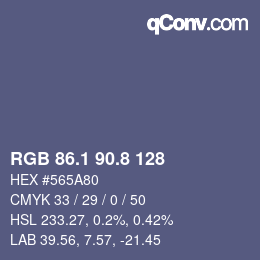カラーコード: RGB 86.1 90.8 128 | qconv.com