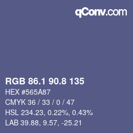 カラーコード: RGB 86.1 90.8 135 | qconv.com