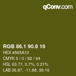 カラーコード: RGB 86.1 90.8 16 | qconv.com