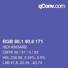 カラーコード: RGB 86.1 90.8 171 | qconv.com