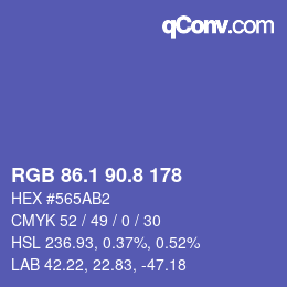 カラーコード: RGB 86.1 90.8 178 | qconv.com