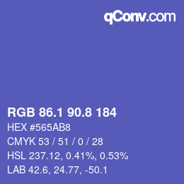 カラーコード: RGB 86.1 90.8 184 | qconv.com