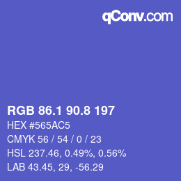 カラーコード: RGB 86.1 90.8 197 | qconv.com