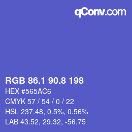 カラーコード: RGB 86.1 90.8 198 | qconv.com