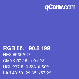 カラーコード: RGB 86.1 90.8 199 | qconv.com