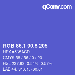 カラーコード: RGB 86.1 90.8 205 | qconv.com