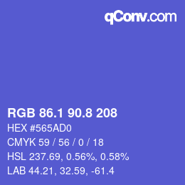 カラーコード: RGB 86.1 90.8 208 | qconv.com