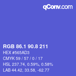 カラーコード: RGB 86.1 90.8 211 | qconv.com