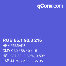 カラーコード: RGB 86.1 90.8 216 | qconv.com