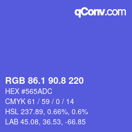 カラーコード: RGB 86.1 90.8 220 | qconv.com