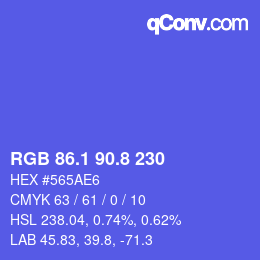 カラーコード: RGB 86.1 90.8 230 | qconv.com