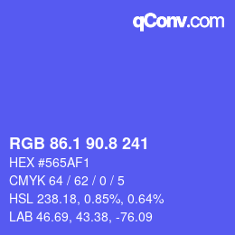 カラーコード: RGB 86.1 90.8 241 | qconv.com
