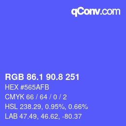 カラーコード: RGB 86.1 90.8 251 | qconv.com