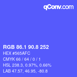 カラーコード: RGB 86.1 90.8 252 | qconv.com