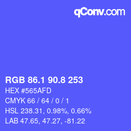 カラーコード: RGB 86.1 90.8 253 | qconv.com