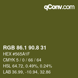 カラーコード: RGB 86.1 90.8 31 | qconv.com