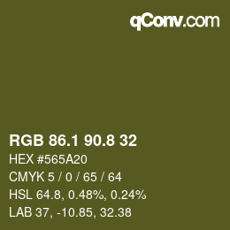 Color code: RGB 86.1 90.8 32 | qconv.com