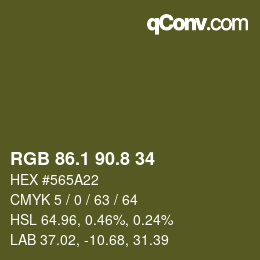 カラーコード: RGB 86.1 90.8 34 | qconv.com