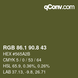Color code: RGB 86.1 90.8 43 | qconv.com