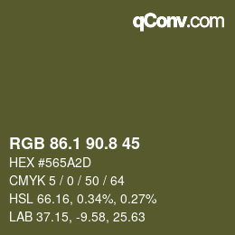 Color code: RGB 86.1 90.8 45 | qconv.com