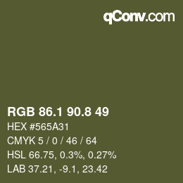 カラーコード: RGB 86.1 90.8 49 | qconv.com