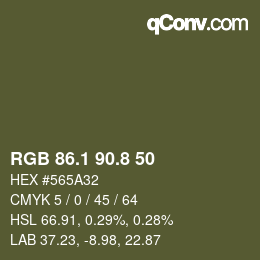 Color code: RGB 86.1 90.8 50 | qconv.com