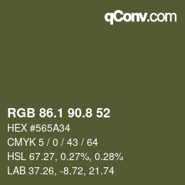 Color code: RGB 86.1 90.8 52 | qconv.com