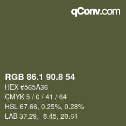 Color code: RGB 86.1 90.8 54 | qconv.com